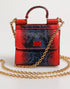 Dolce & Gabbana Red Blue Leather Sicily Crossbody Chain SatchelBorse Bag